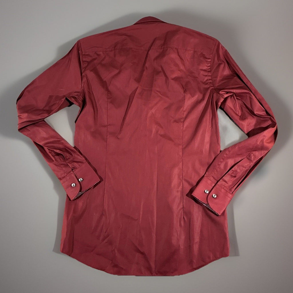 Hugo Boss Shirt Mens Size 37Red Long Sleeve Button Up Slim Fit Fashion Designer