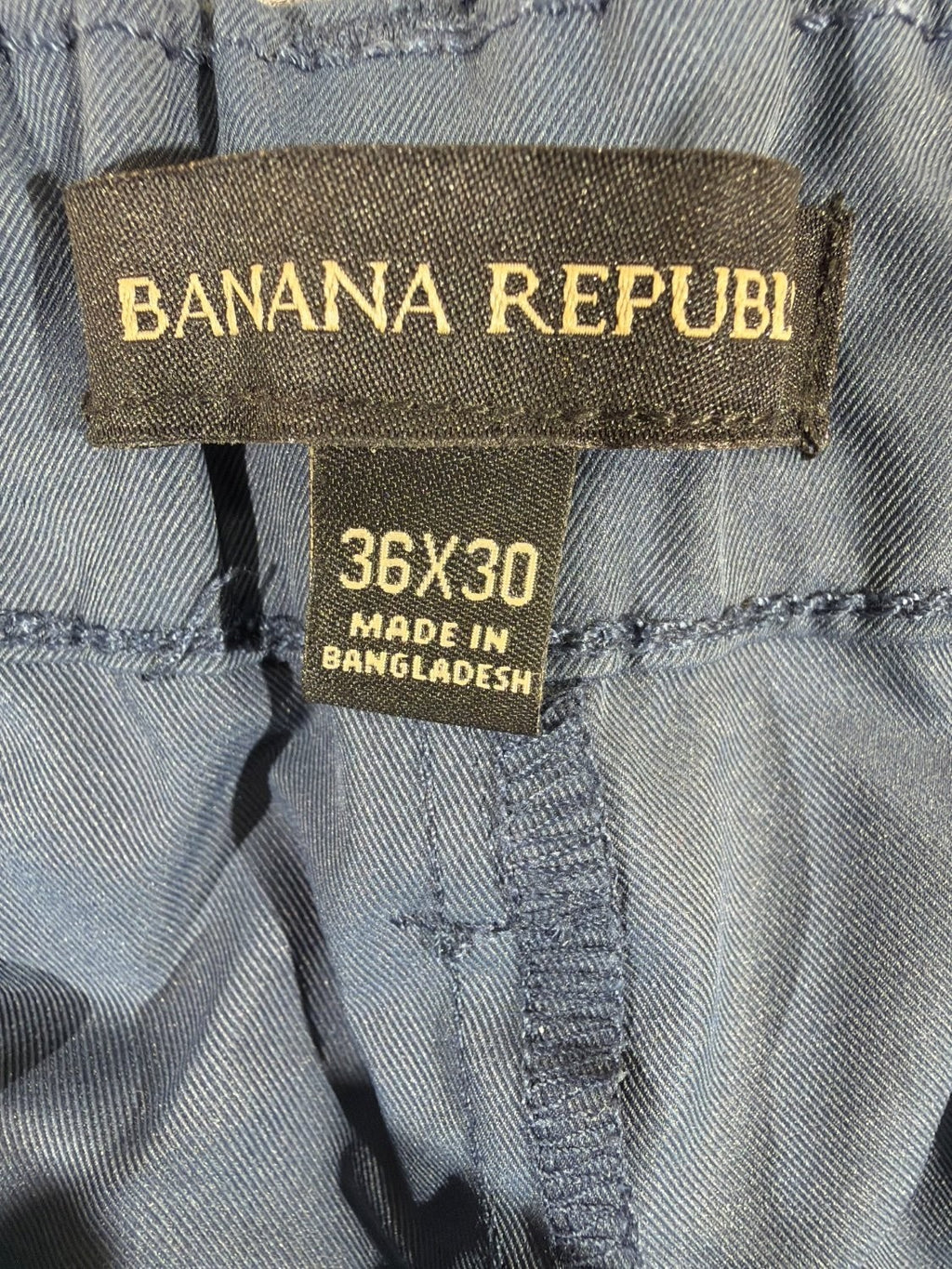 Banana Republic Performance Chino Pants Men 36x30 Slate Blue Elastic Waist Tech