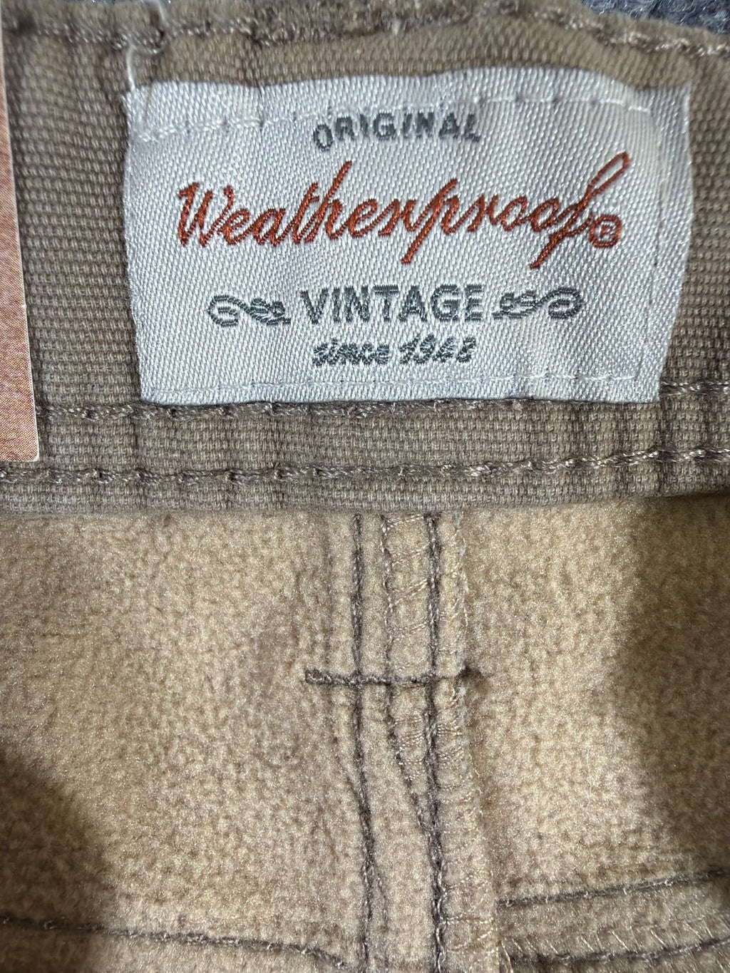 Weatherproof Vintage Men's Fleece Lined Canvas Pants 30x32 Tan Relaxed Stretch