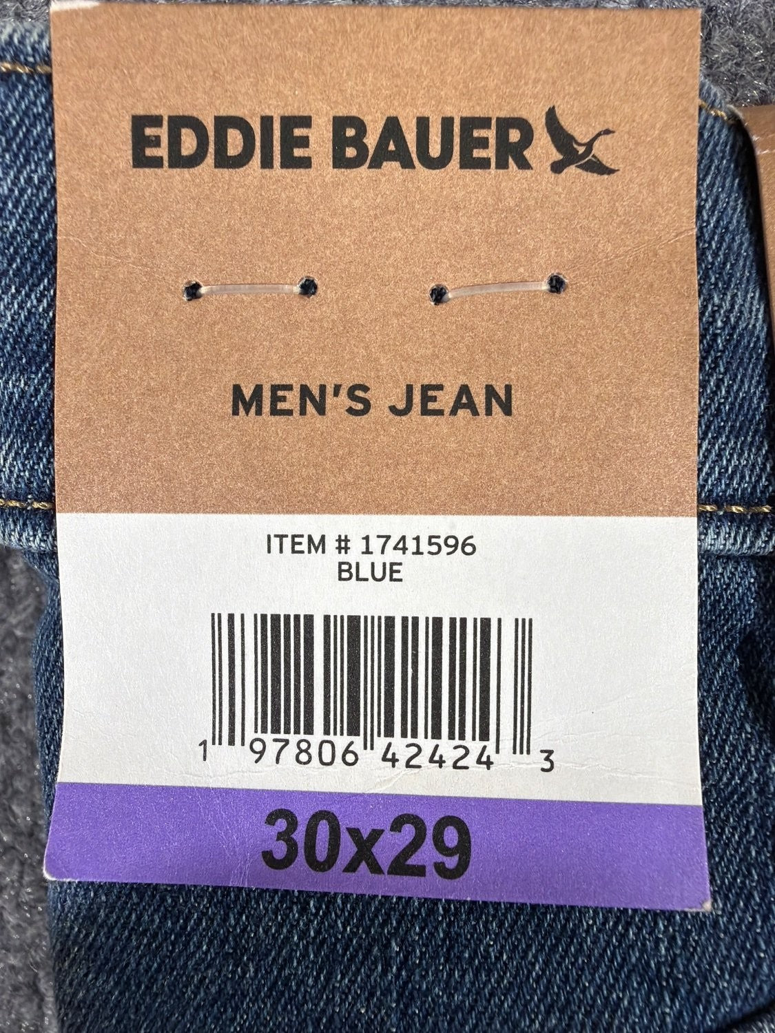 Eddie Bauer Men's Straight Leg Jeans Blue Two-Way Stretch Denim 30x29 NWT EU 30