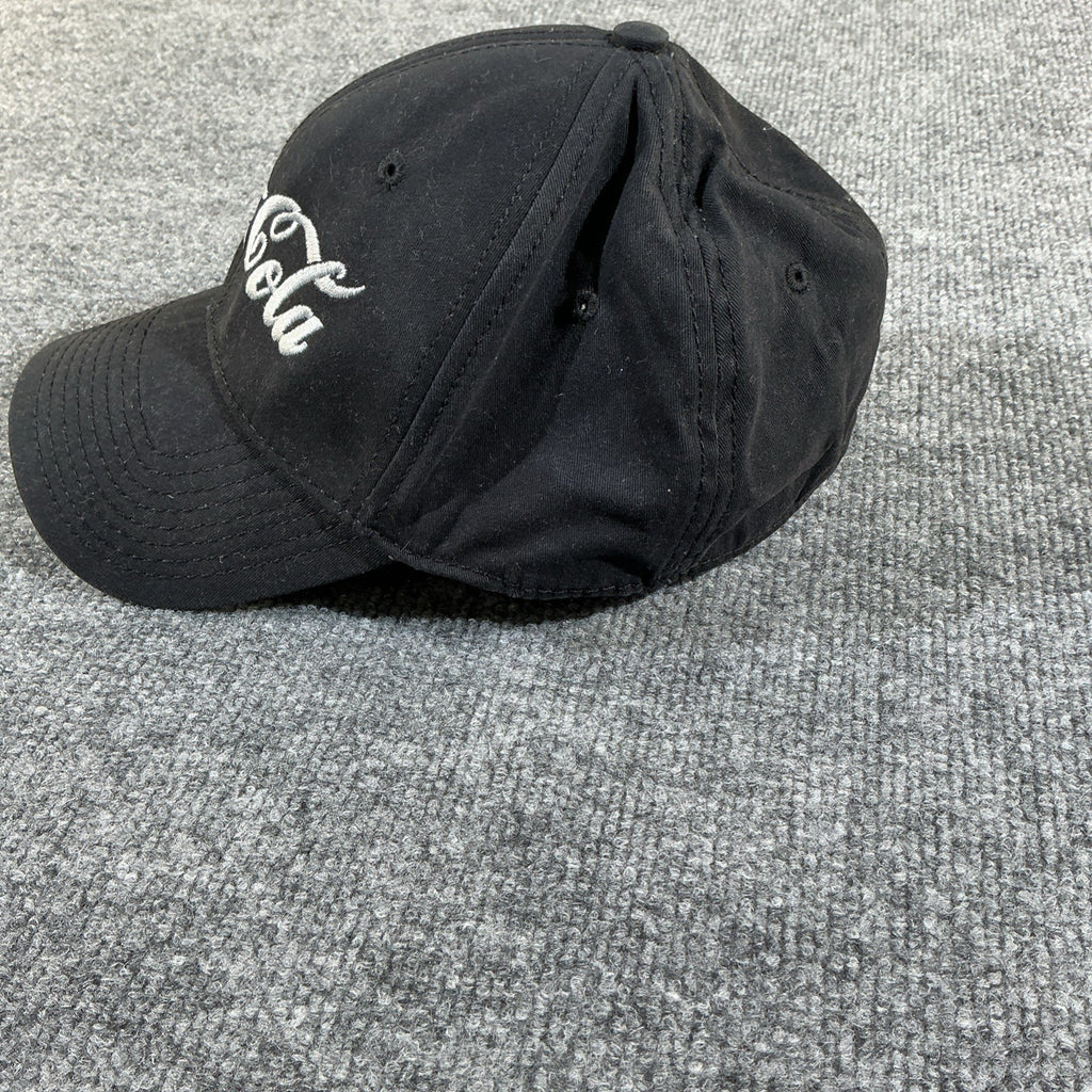 Black Coca Cola Hat With Off Set Silver Sparkle Embroidery