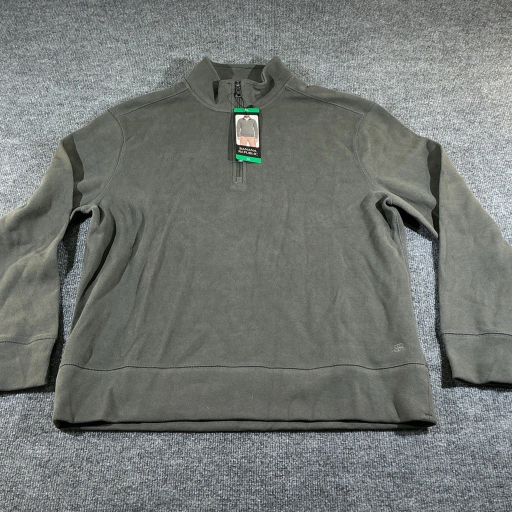 New mens BANANA REPUBLIC green 1/4 zip sweatshirt pull-over Size XL