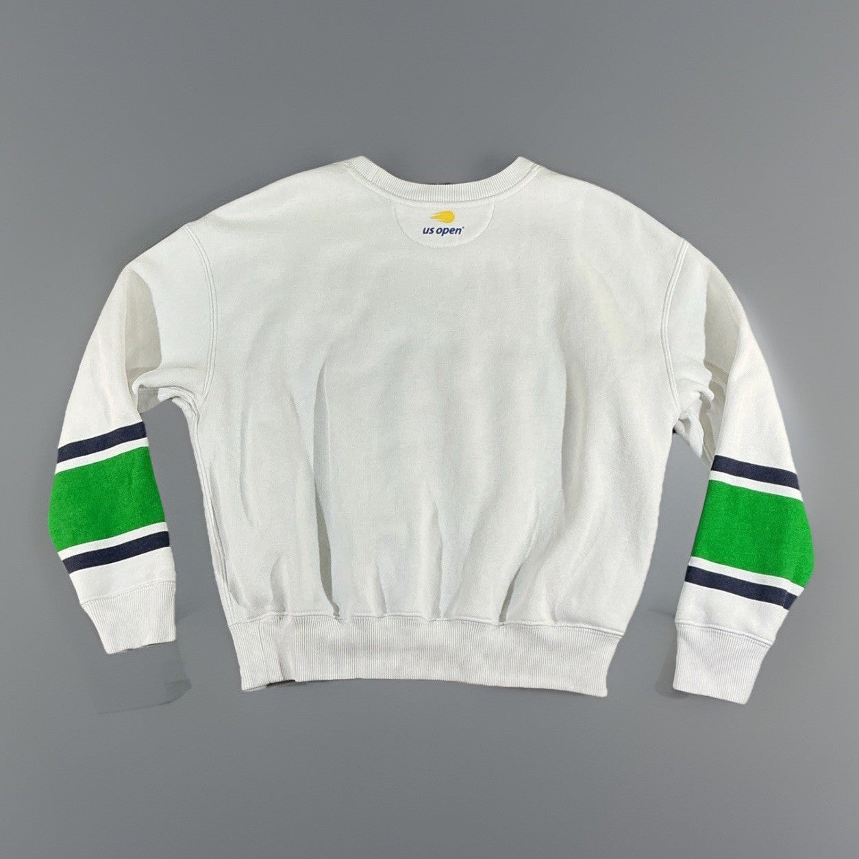RARE Polo Ralph Lauren US Open White Crew Neck Sweatshirt Boys Green Navy LG 12