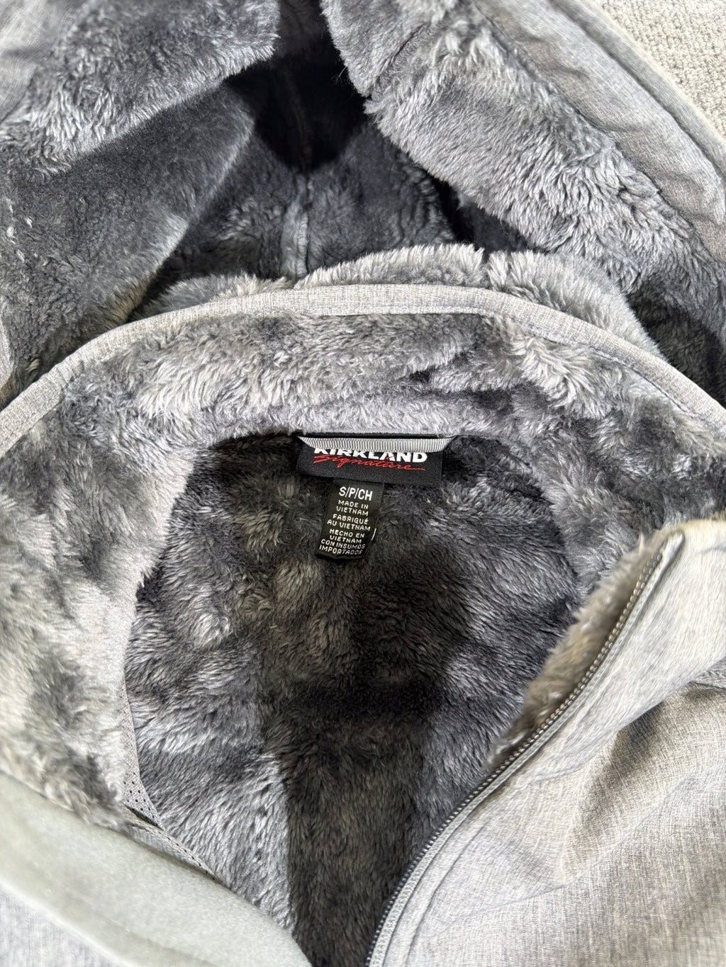Kirkland Signature Women Softshell Jacket S Gray Heathered Faux Fur Hooded NWT