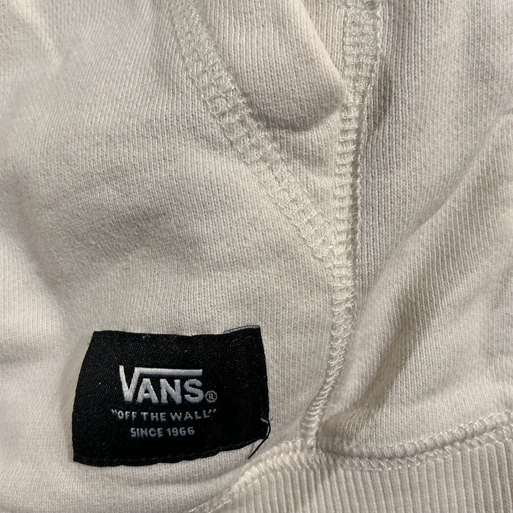 Vans Off The Wall  Thick White Hoodie Sweatshirt Cream White Pullover Snap Med