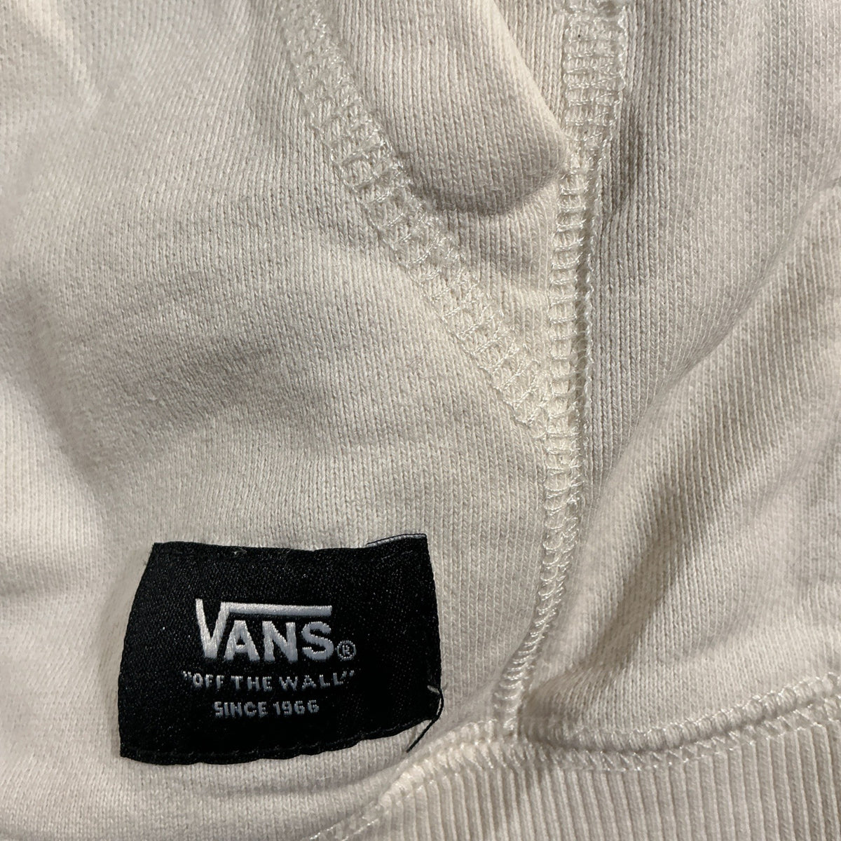 Vans Off The Wall  Thick White Hoodie Sweatshirt Cream White Pullover Snap Med