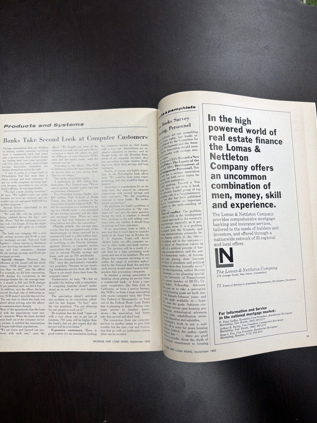 Savings and Loan News Magazine September 1969 Vintage Collectible