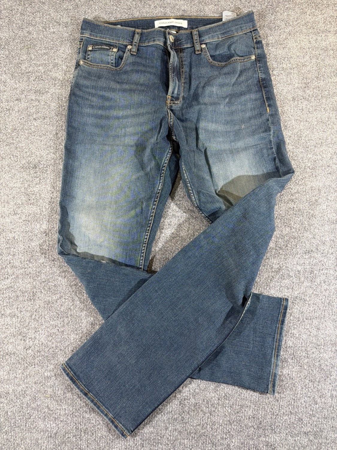 EU 32 Calvin Klein Jeans Men's Straight Leg Blue Denim Stretch Jeans 32x32