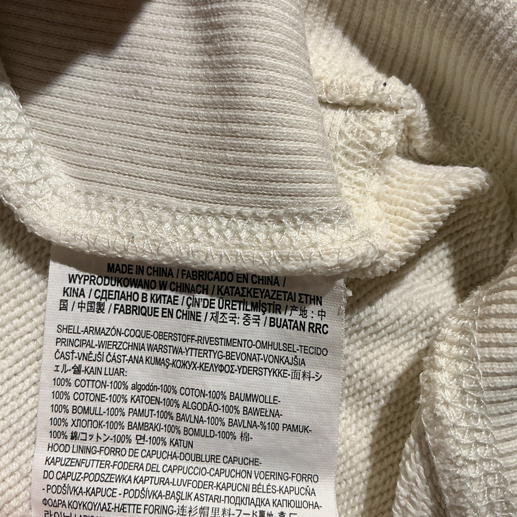 Vans Off The Wall  Thick White Hoodie Sweatshirt Cream White Pullover Snap Med