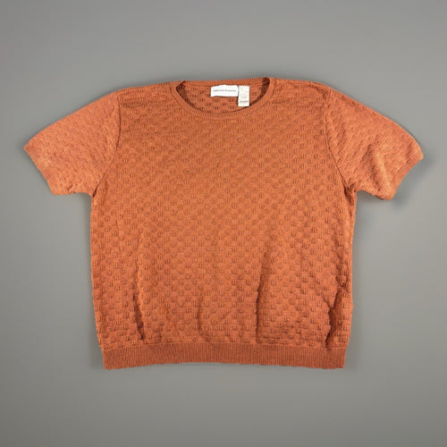 Alfred Dunner Orange Checkered Knit Women's Top, Size Small