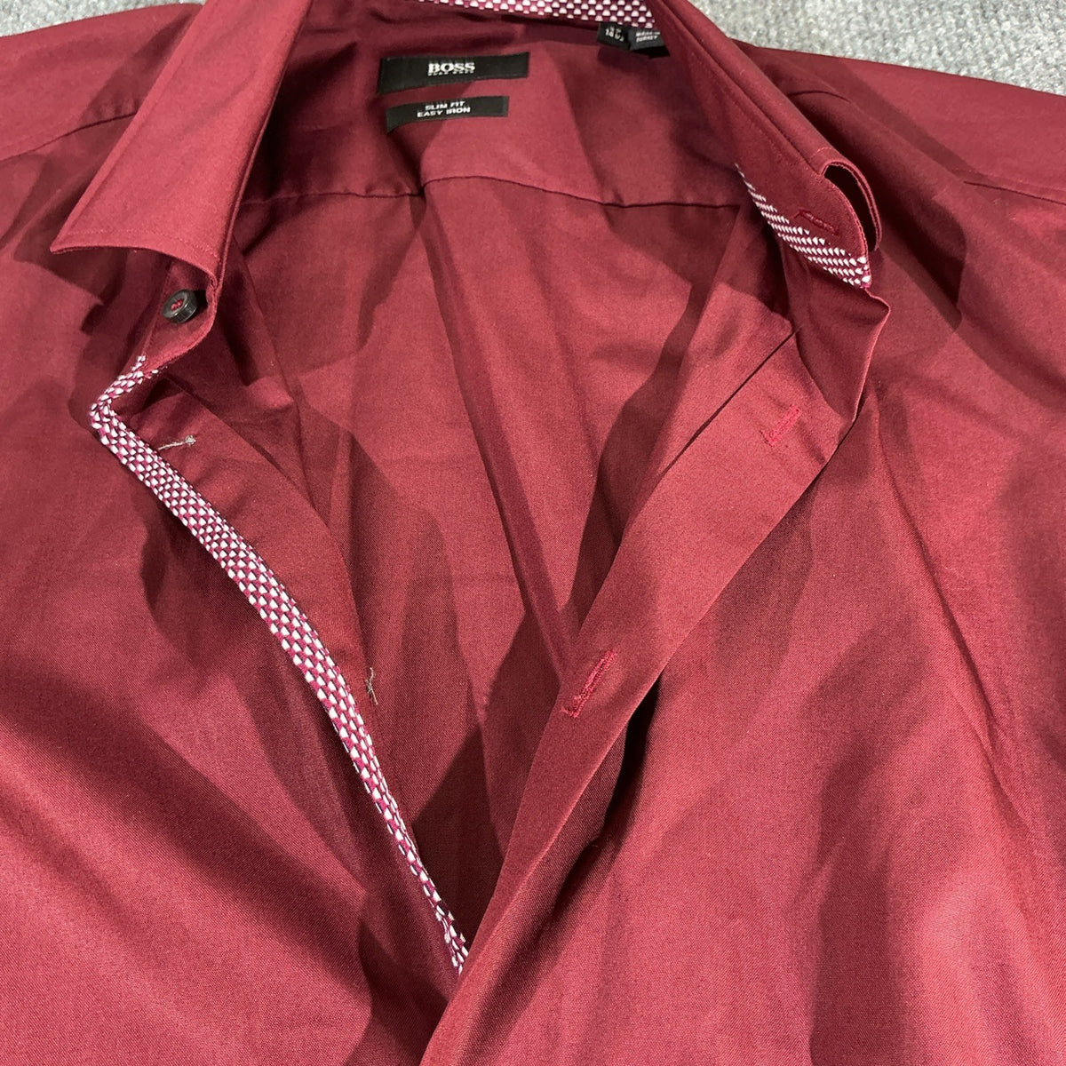 Hugo Boss Shirt Mens Size 37Red Long Sleeve Button Up Slim Fit Fashion Designer