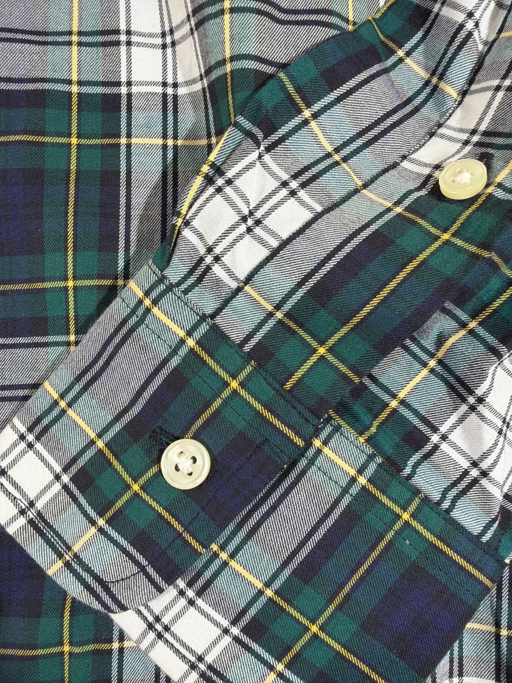 Polo Ralph Lauren Shirt Mens Large Classic Fit Green Navy Tartan Plaid Twill L