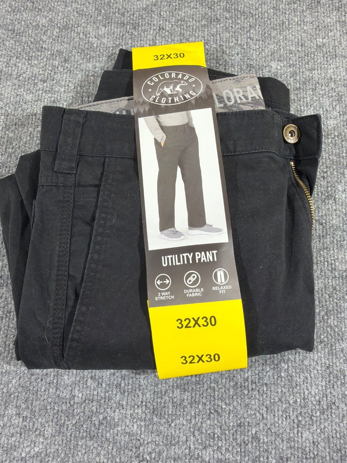 Colorado Clothing Men's Utility Pant 32x30 Black Relaxed Fit Stretch Twill New