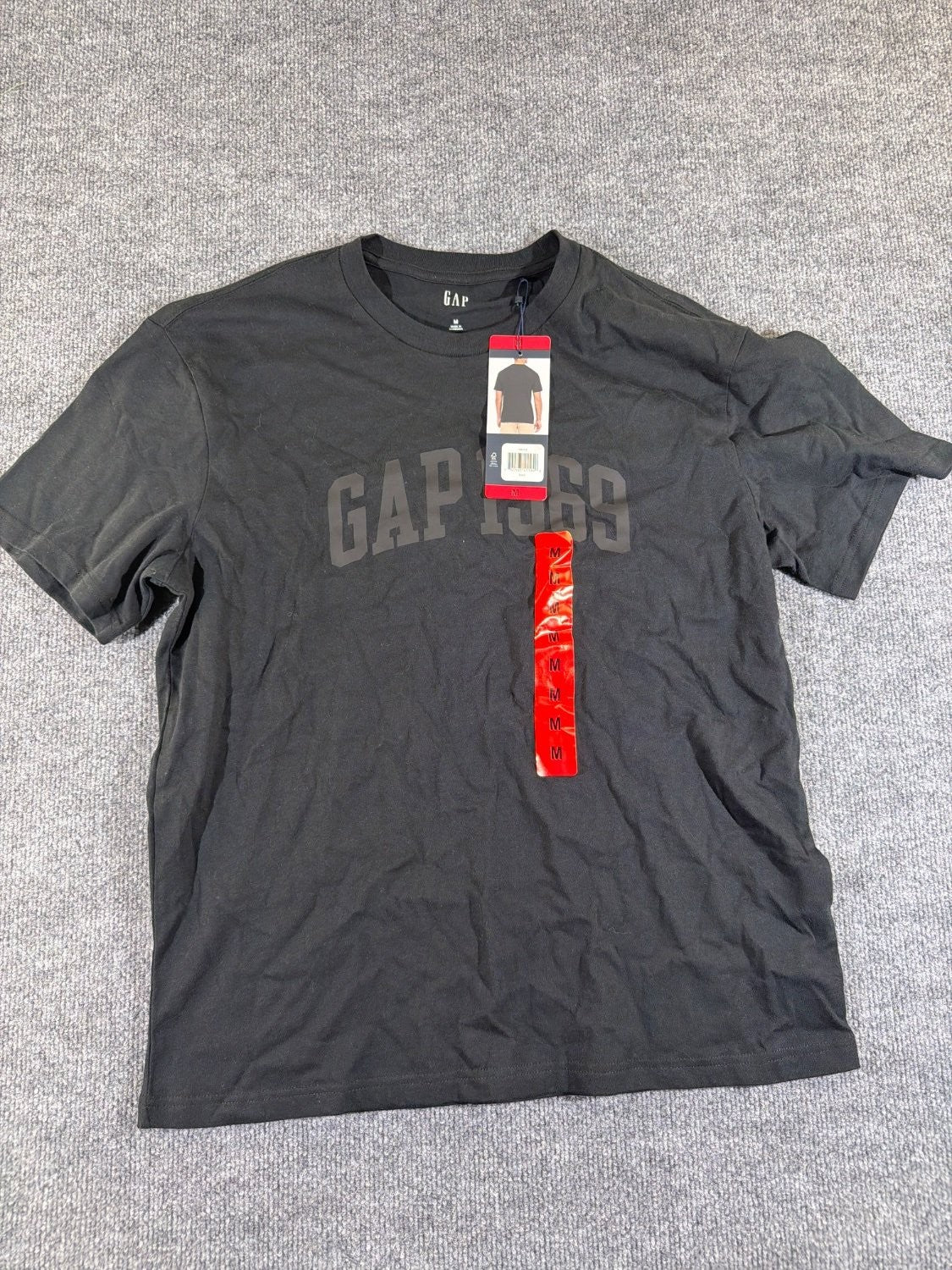 Vintage Gap 1969 Logo T-Shirt Men's Size M Black Cotton Blend Crew Neck Tee NWT