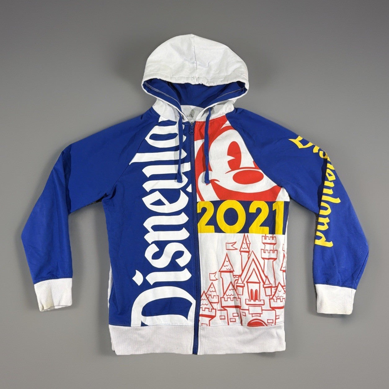 Disneyland Resort 2021 Graphic Hoodie Jacket Unisex 2L Multicolor Zip Closure