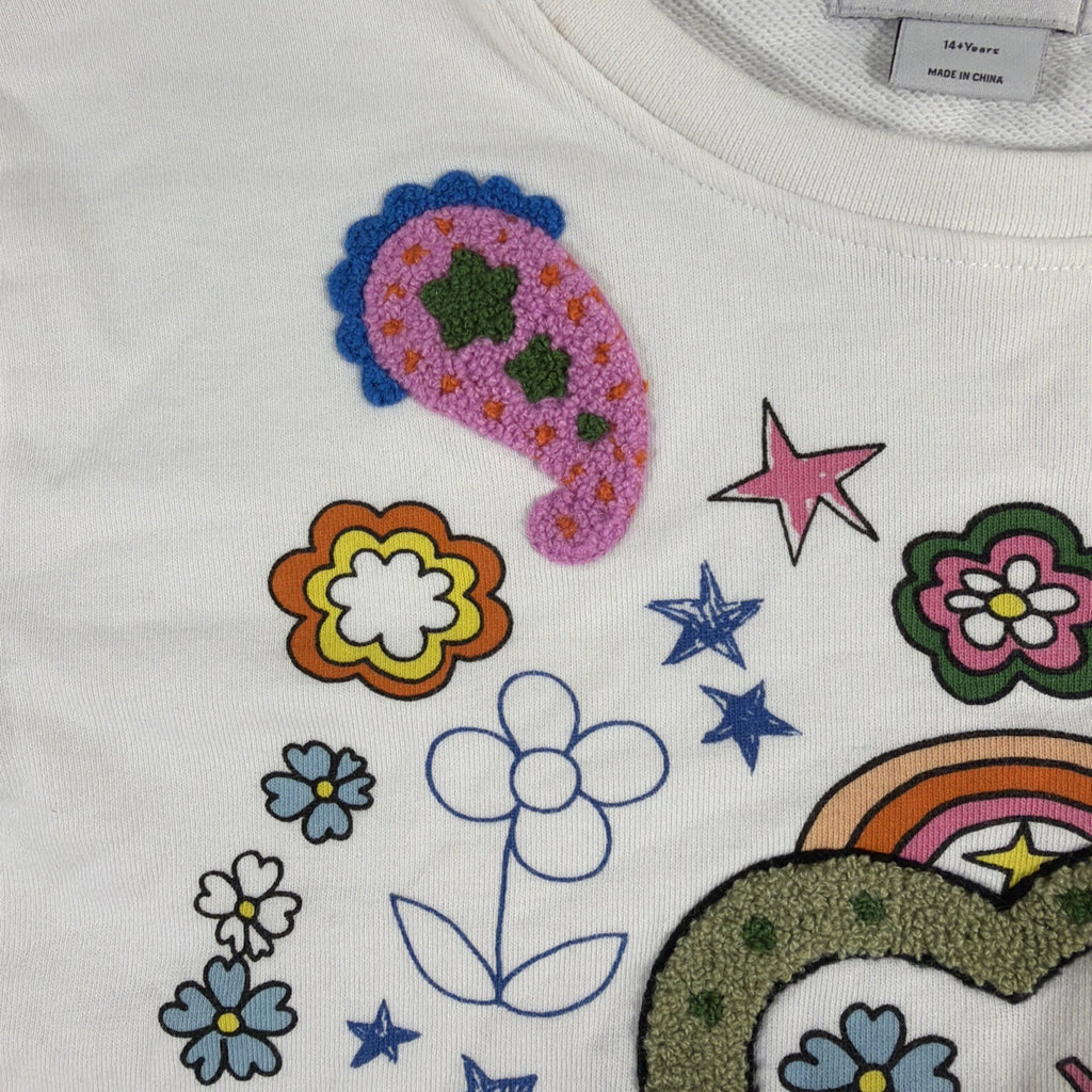 Stella McCartney Kids Sweatshirt Girls 14 Rainbow Love Guitar Textured Groovy