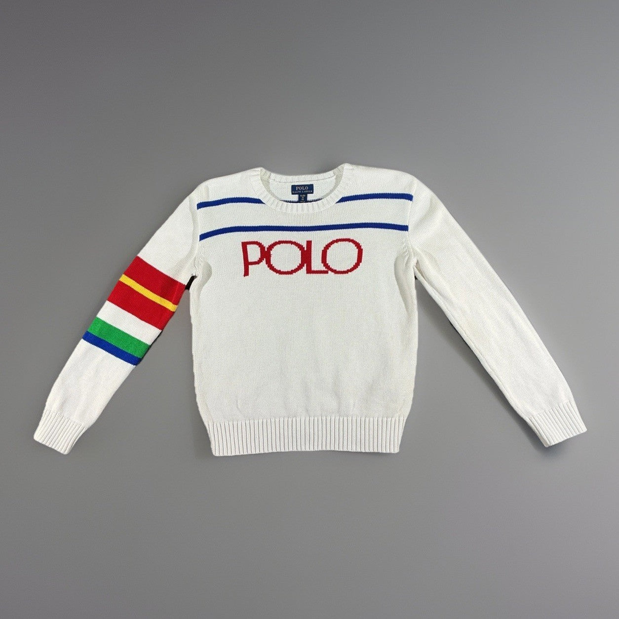 NWT Polo Ralph Lauren White Knitted Sweater Youth XL 16