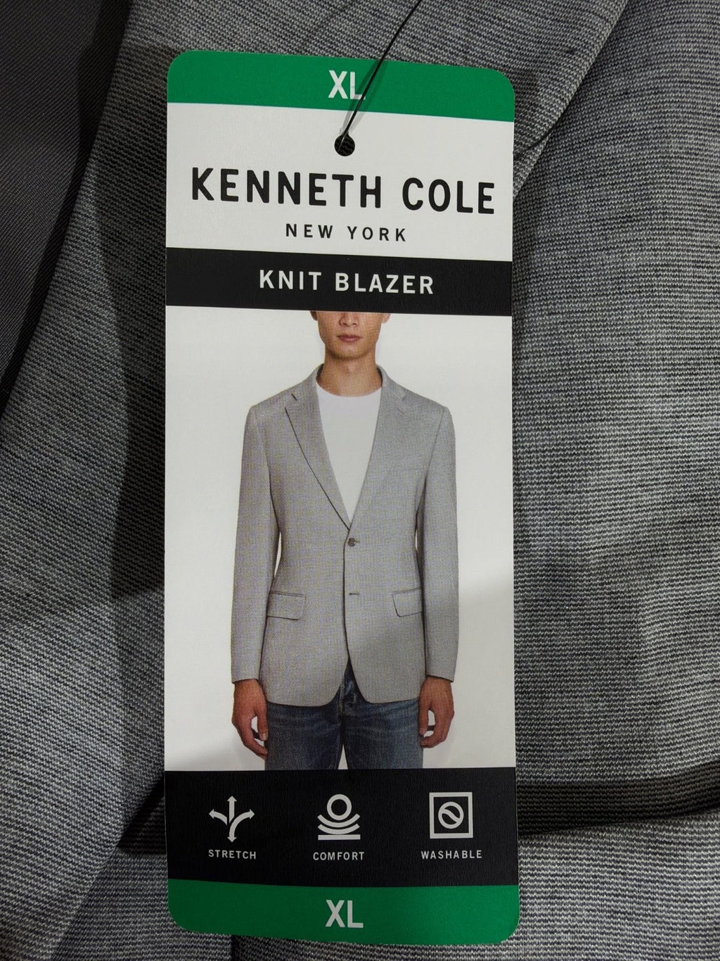 Kenneth Cole New York Knit Blazer Men XL Gray Stretch Washable Sport Coat