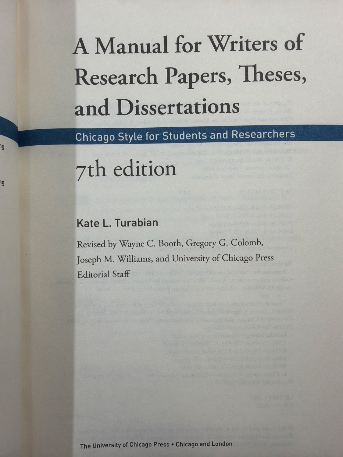 Kate L. Turabian A Manual for Writers of Research Papers 7th Edition Chicago