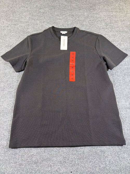 Calvin Klein Refined Knits Men's Crewneck T-Shirt Black Cotton Blend Size M NWT