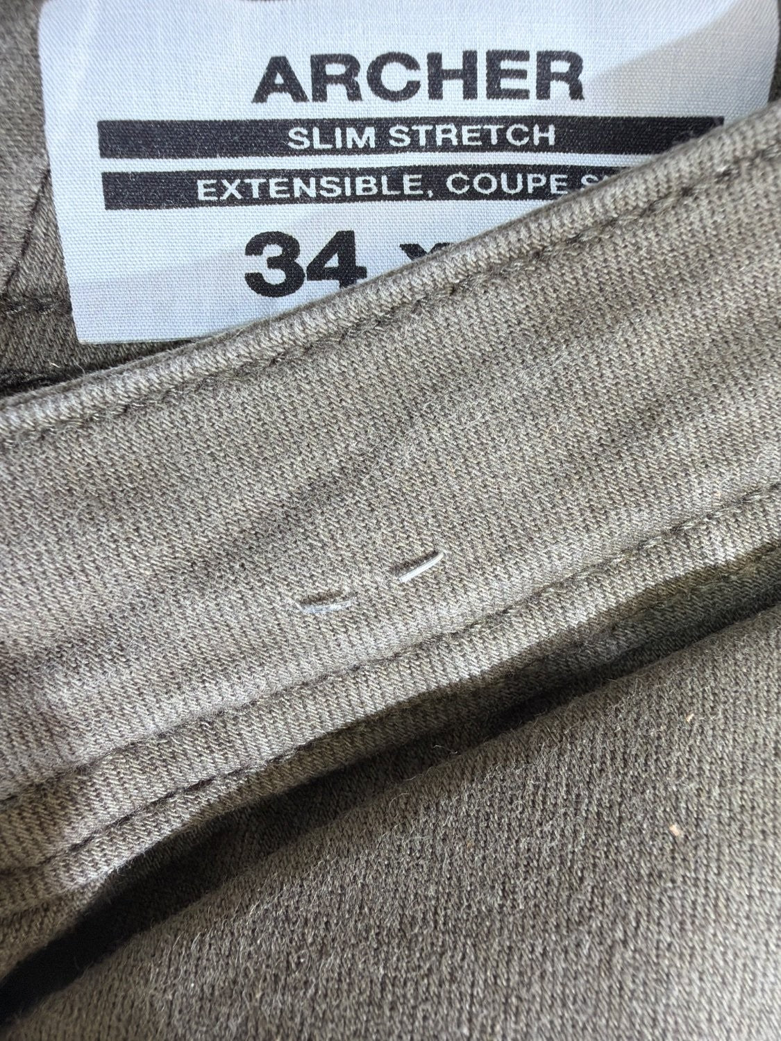 Buffalo David Bitton Archer Slim Straight Pants Mens 34x30 Olive Green Chino