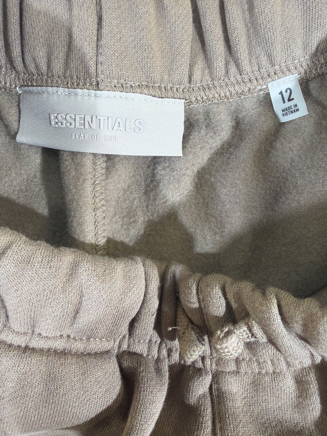 Vintage Fear of God Essentials 1977 Kids Sweatpants Size 12 Taupe Fleece Cotton