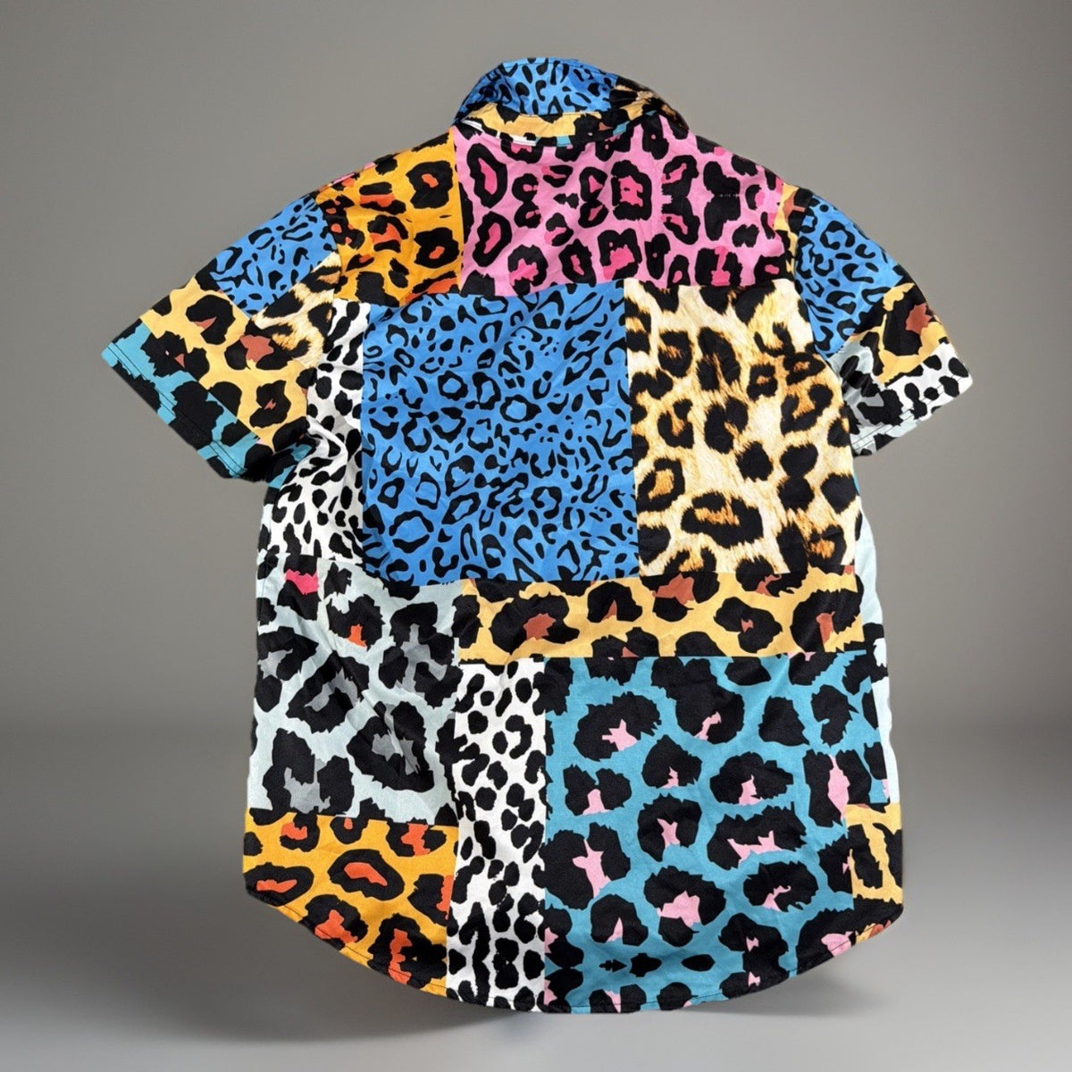 ROMWE Street Life Leopard Patchwork Shirt Size M Urban Fashion Design