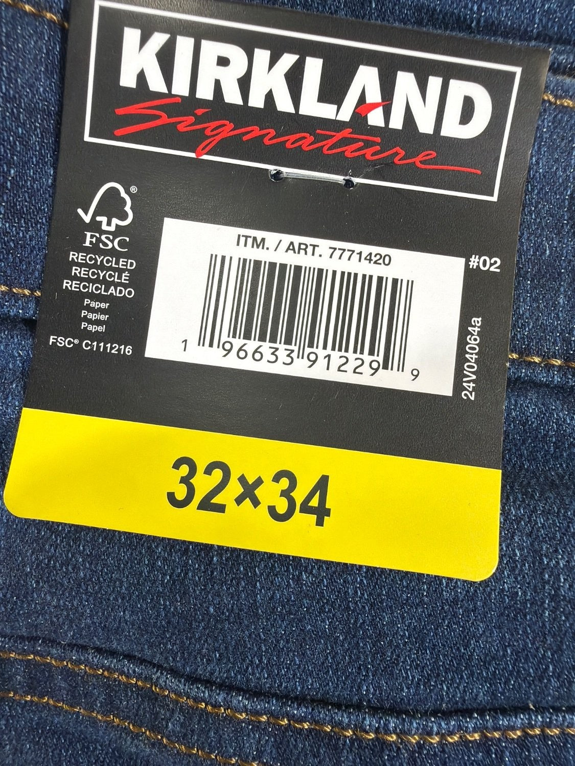 Kirkland Signature Men's Jeans 32x34 Straight Fit Comfort Stretch Denim Blue New