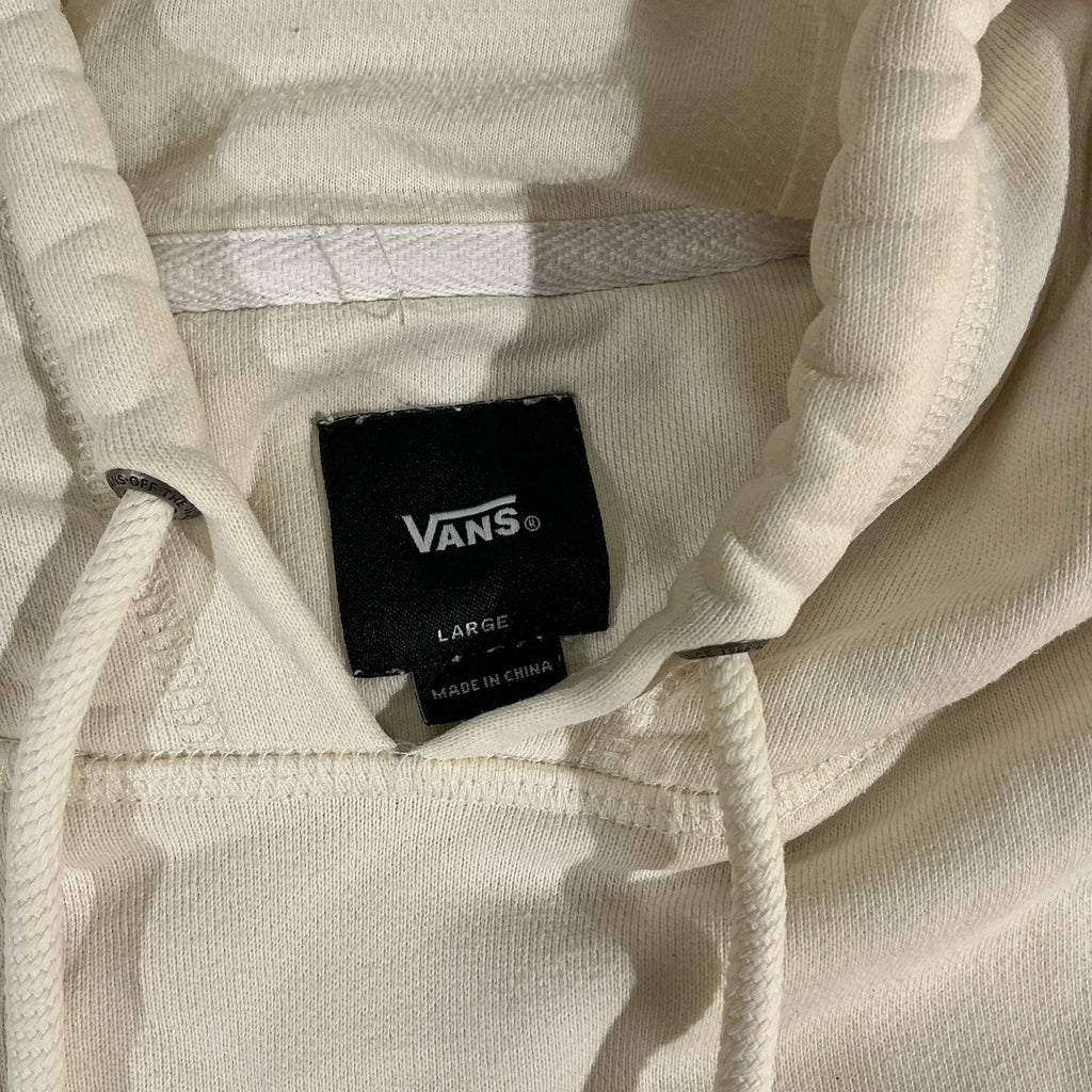 Vans Off The Wall  Thick White Hoodie Sweatshirt Cream White Pullover Snap Med