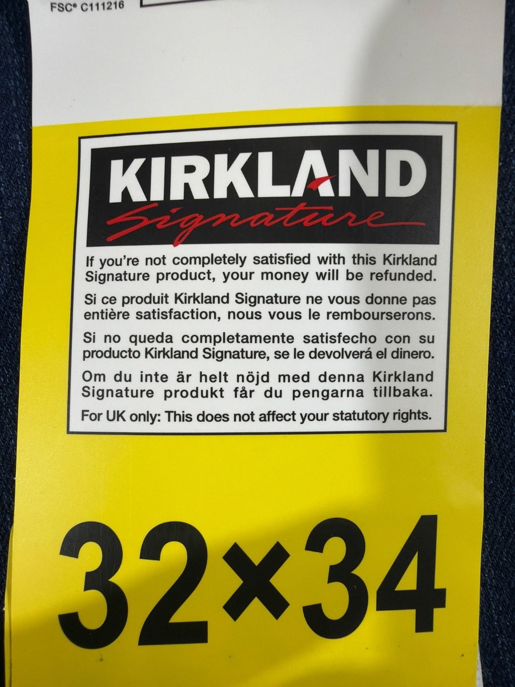 Kirkland Signature Men's Jeans 32x34 Straight Fit Comfort Stretch Denim Blue New