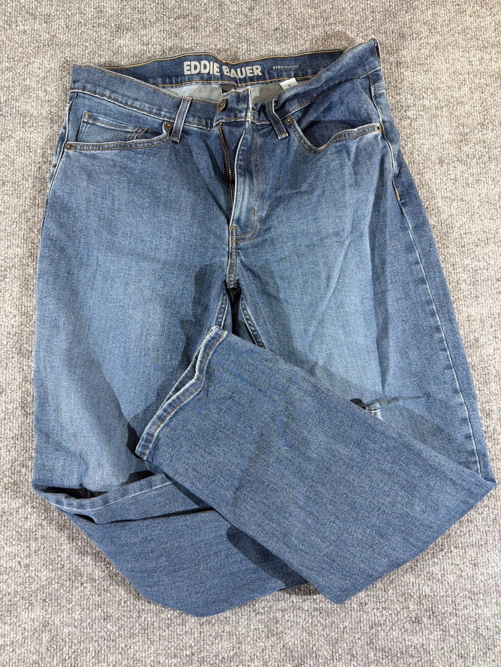 EU 34 Eddie Bauer Straight Fit Men's Jeans 34x30 Blue Specialty Dyed Denim