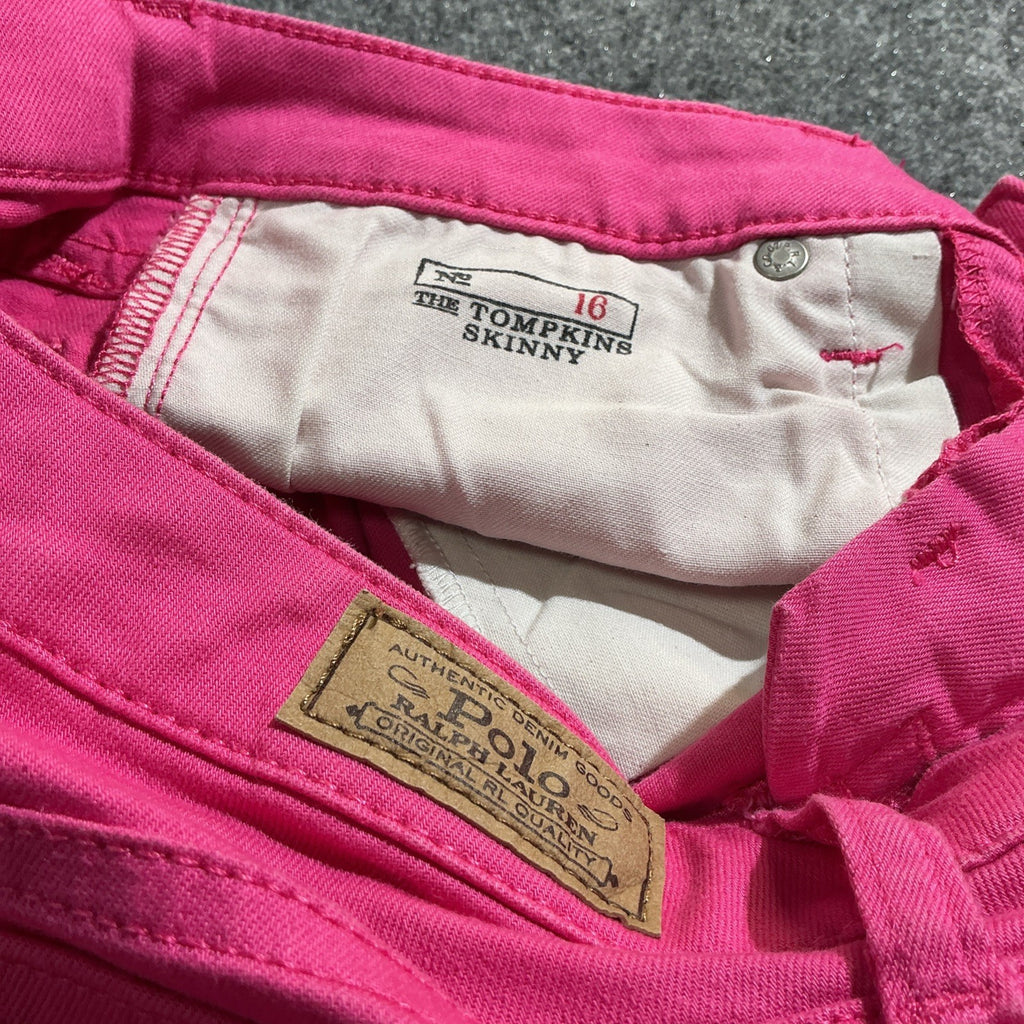 Polo Ralph Lauren Women Jeans Pants 28 Pink Stretch Skinny Ankle Big Logo Preppy