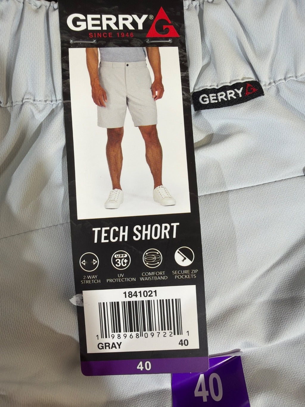 Gerry Tech Short Men 40 Gray Chino Hiking Golf Shorts Stretch UPF 1641001 New