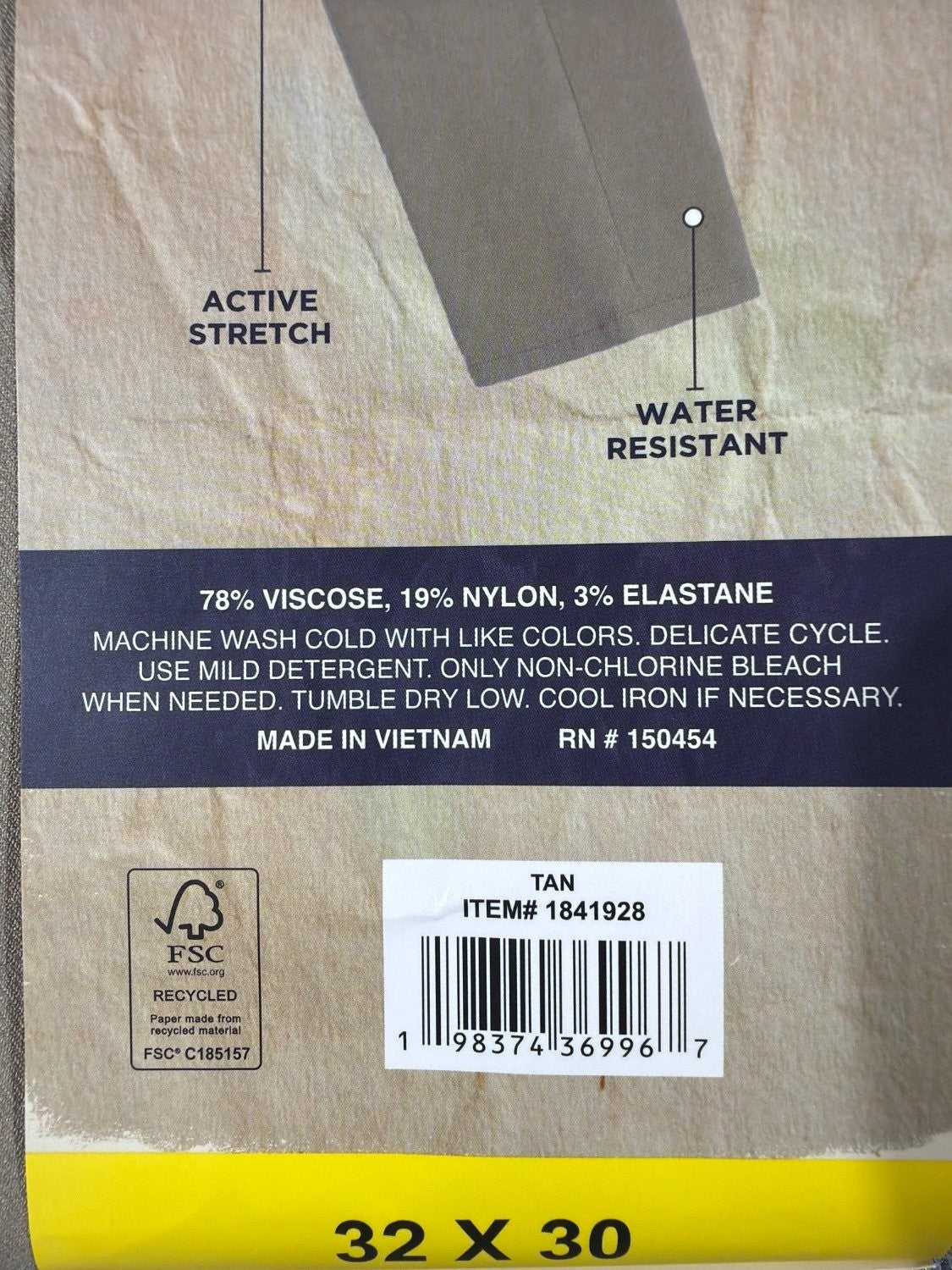 Weatherproof Vintage Men's Tech Pant 32x30 Gray Straight Fit Water Resistant NWT