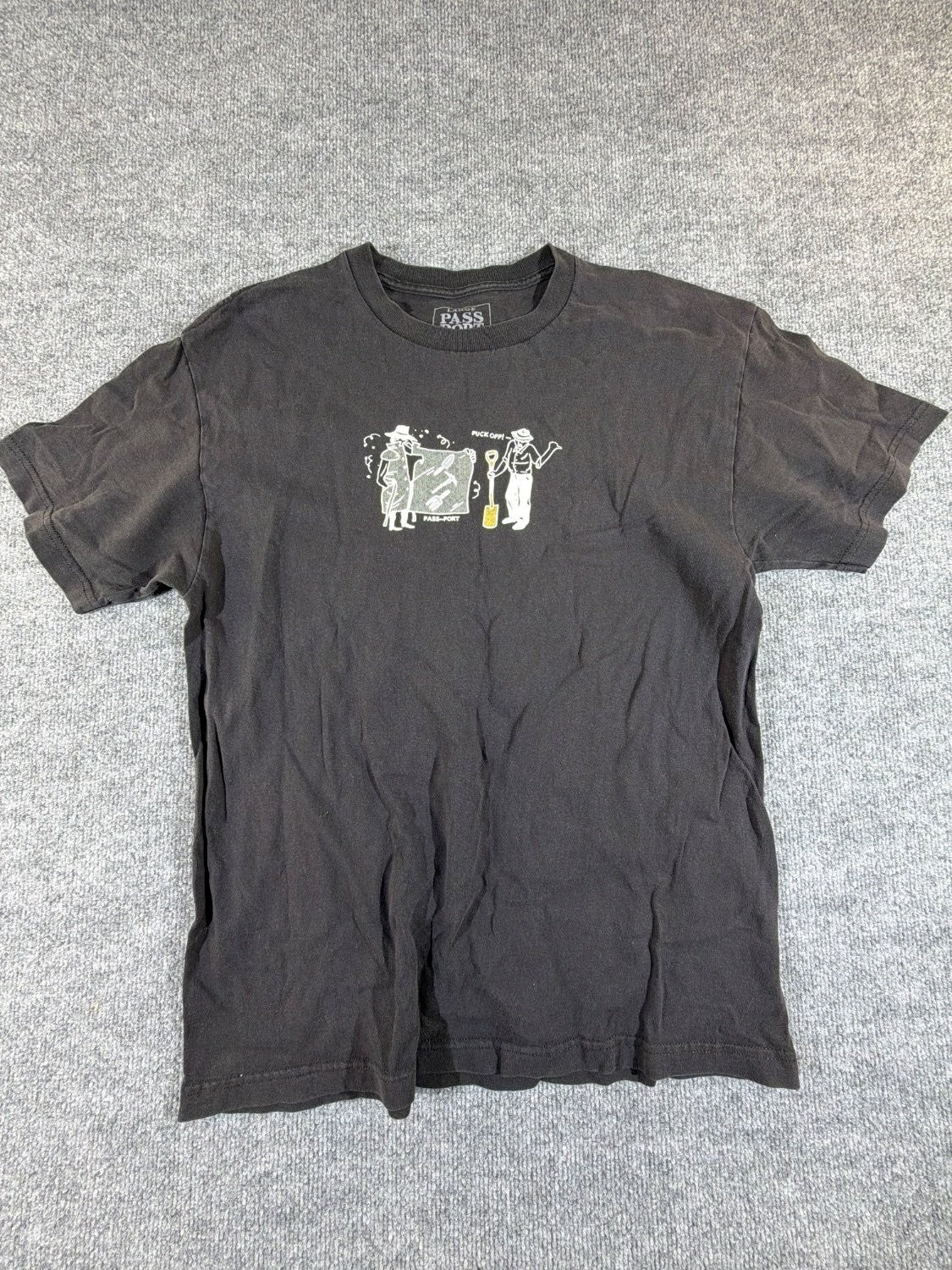 Port Off Shovel Graphic T-Shirt Men's Large Black Cotton Skateboarding