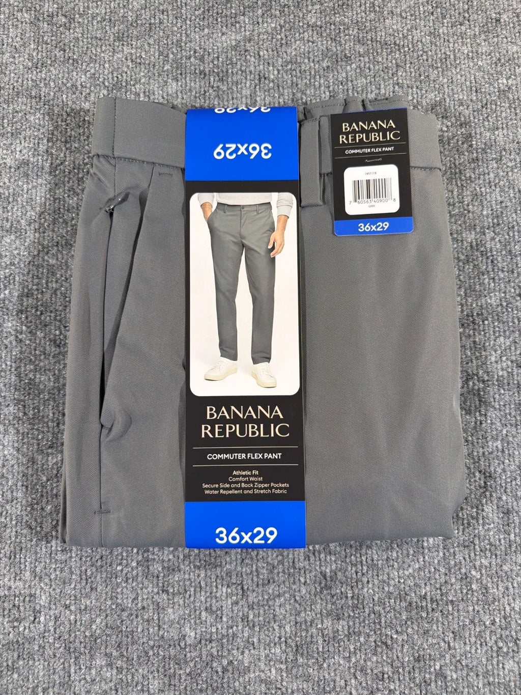 Banana Republic Commuter Flex Pant Men 36x29 Gray Athletic Chino NWT 1951119 New