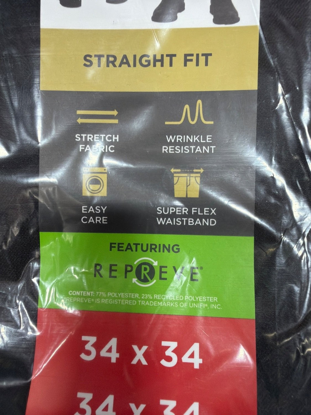 Haggar Men's Straight Fit Dress Pants 34x34 Black Super Flex Waistband NWT