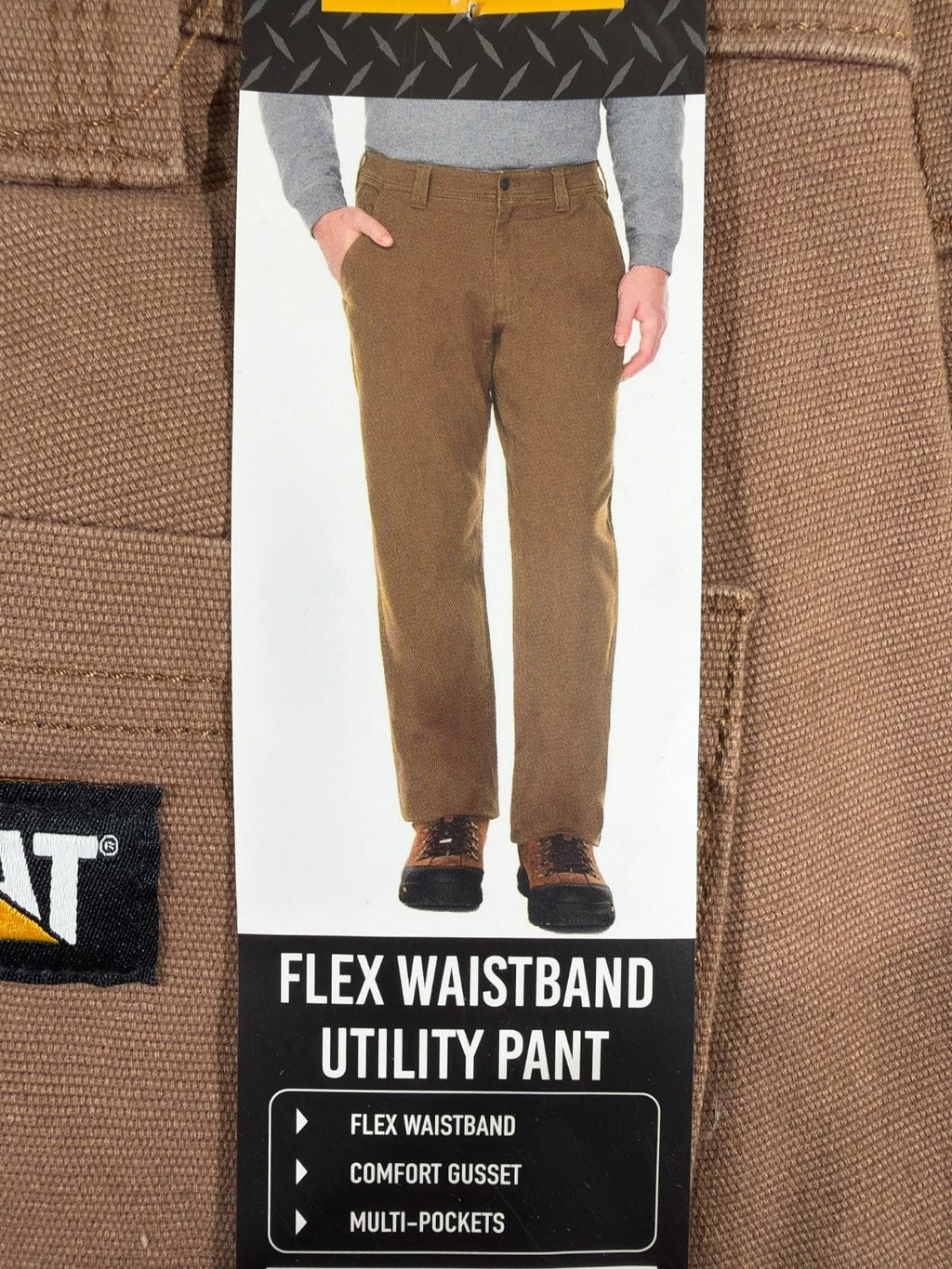 Caterpillar Flex Waistband Utility Pant Men 34x30 Brown Canvas Work MPN 1752054