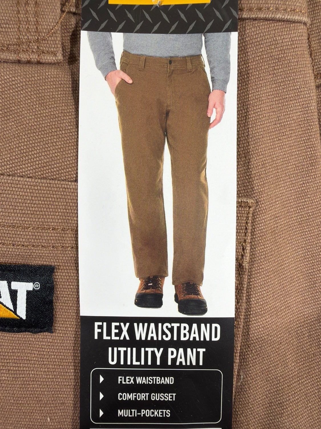 Caterpillar Flex Waistband Utility Pant Men 34x30 Brown Canvas Work MPN 1752054