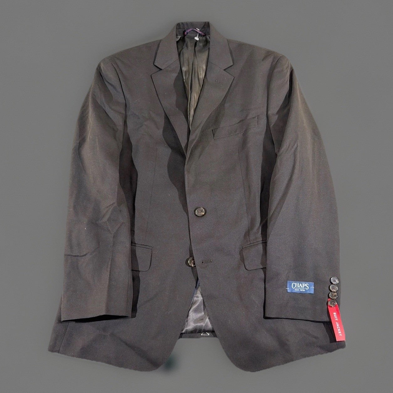 Vintage Chaps Mens Suit Jacket 40 Regular Classic Fit Black Two Button Blazer