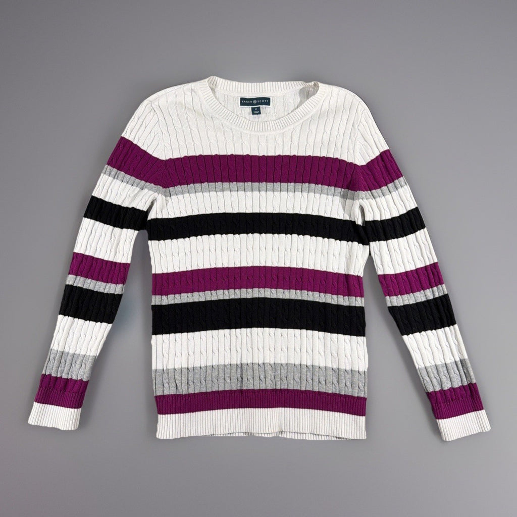 KAREN SCOTT (XL) MULTICOLOR KNIT  CREW  NECK SWEATER TOP