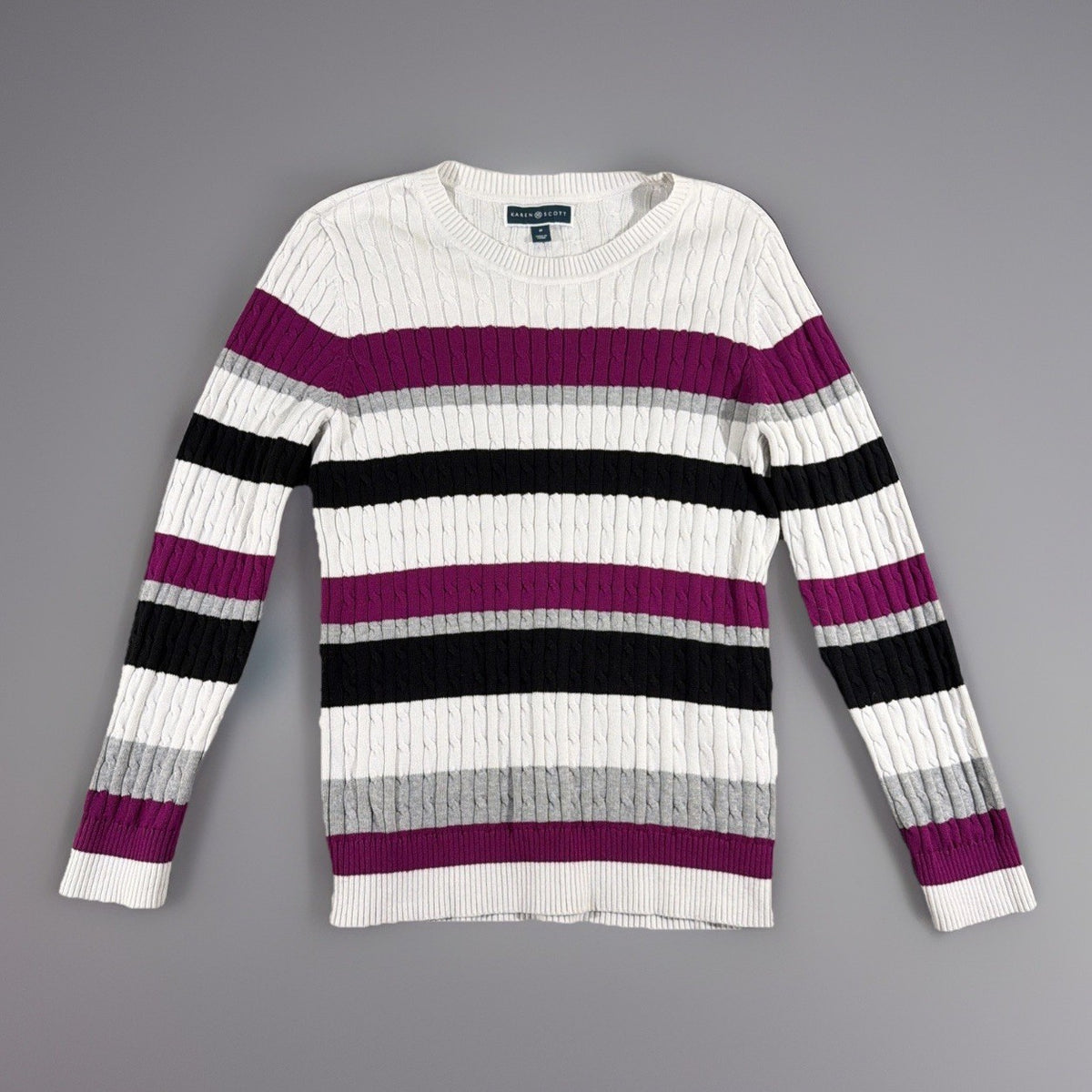 KAREN SCOTT (XL) MULTICOLOR KNIT  CREW  NECK SWEATER TOP