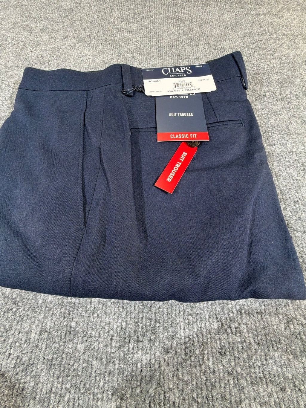 Chaps Men's Classic Fit Suit Trouser Dress Pants 32x32 Blue Flat Front NWT