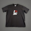 I Love SG" t-shirt featuring a red rhinestone heart with a black symbol inside