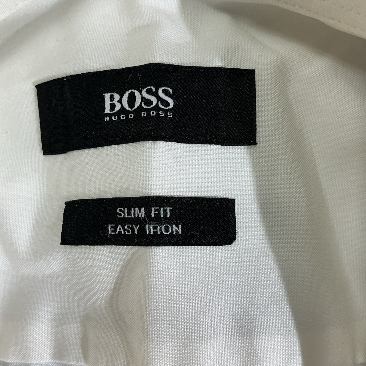 Hugo Boss Slim Fit White Cotton Dress Shirt 37 Spread Collar Easy Iron Designer