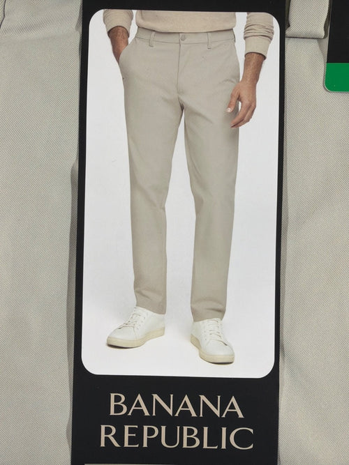 Banana Republic Commuter Flex Pants Men 38x32 Athletic Fit Tan Stretch Chino NWT