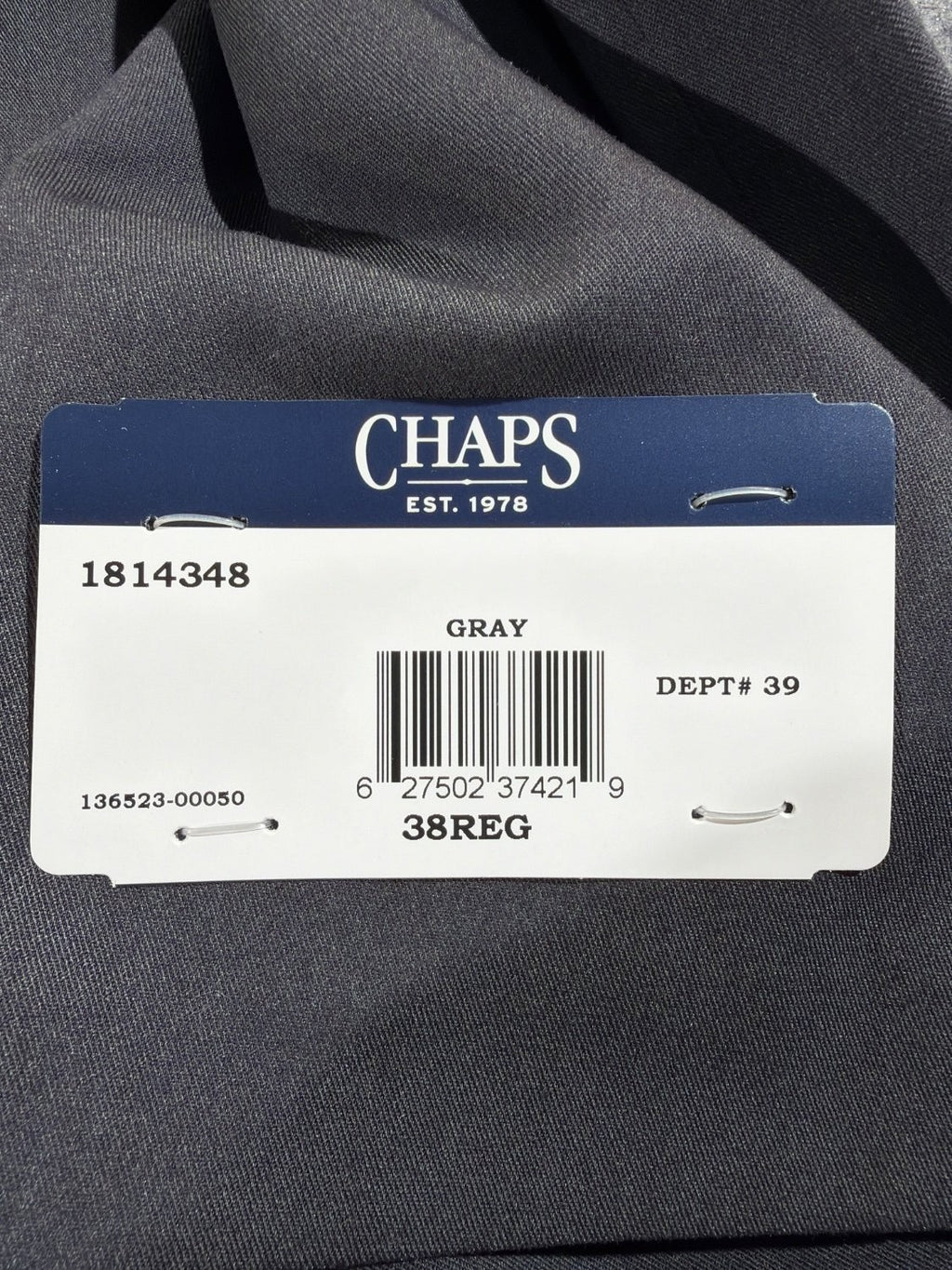 Chaps Men's Suit Jacket 38 Regular Gray Wool Blend Two Button Blazer NWT 38R