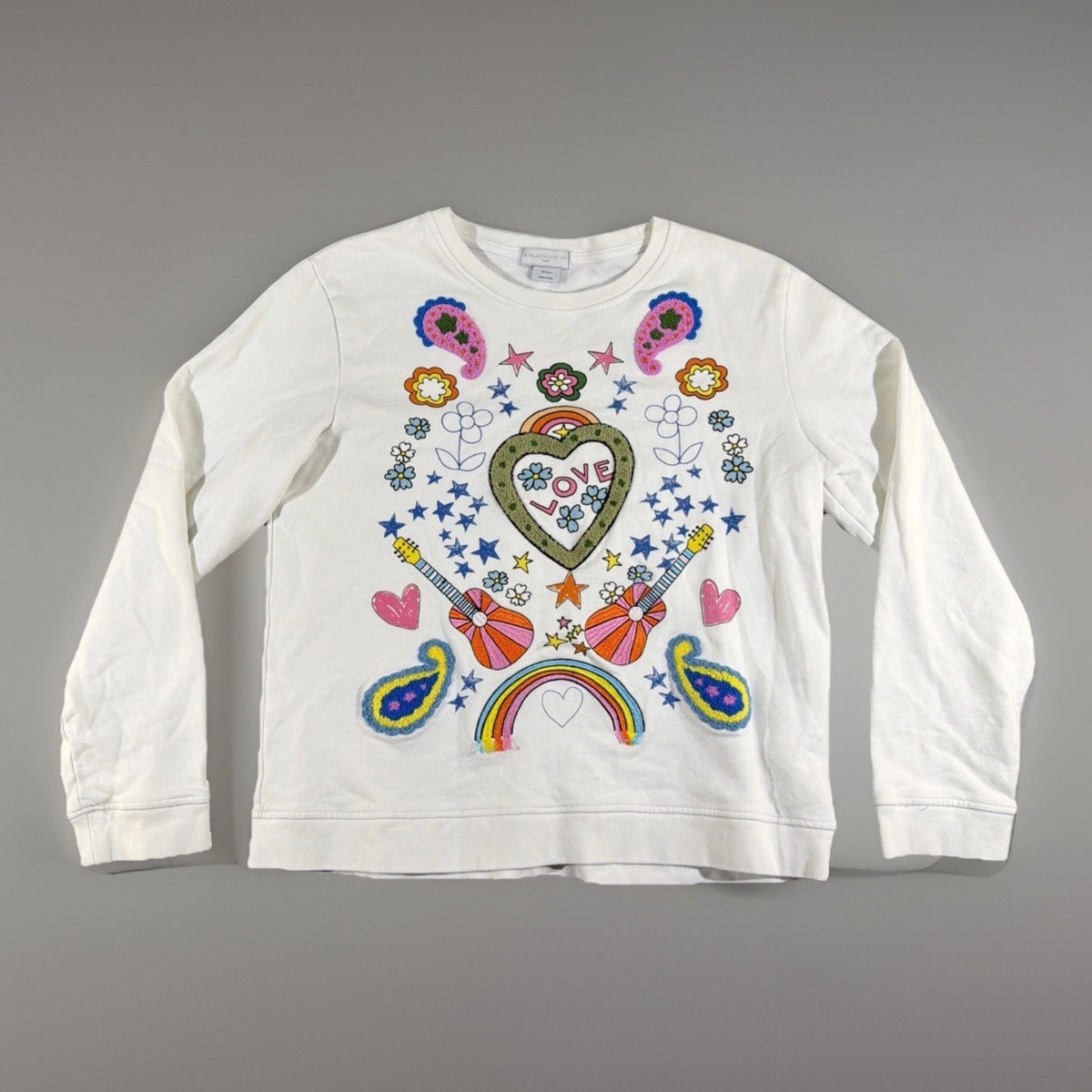 Stella McCartney Kids Sweatshirt Girls 14 Rainbow Love Guitar Textured Groovy