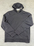 Vince Men's Pinstripe Pullover Hoodie Cotton Wool Blend Navy Blue Gray Size M