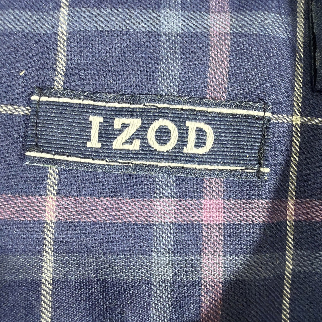 IZOD Mens Luxe Touch Long Sleeve Plaid Button Up Shirt BLUE/PURPLE MEDIUM New